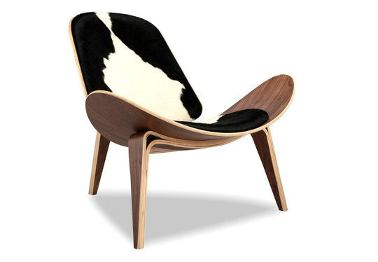 Wegner Shell chair pony cowhide leather lounge chair