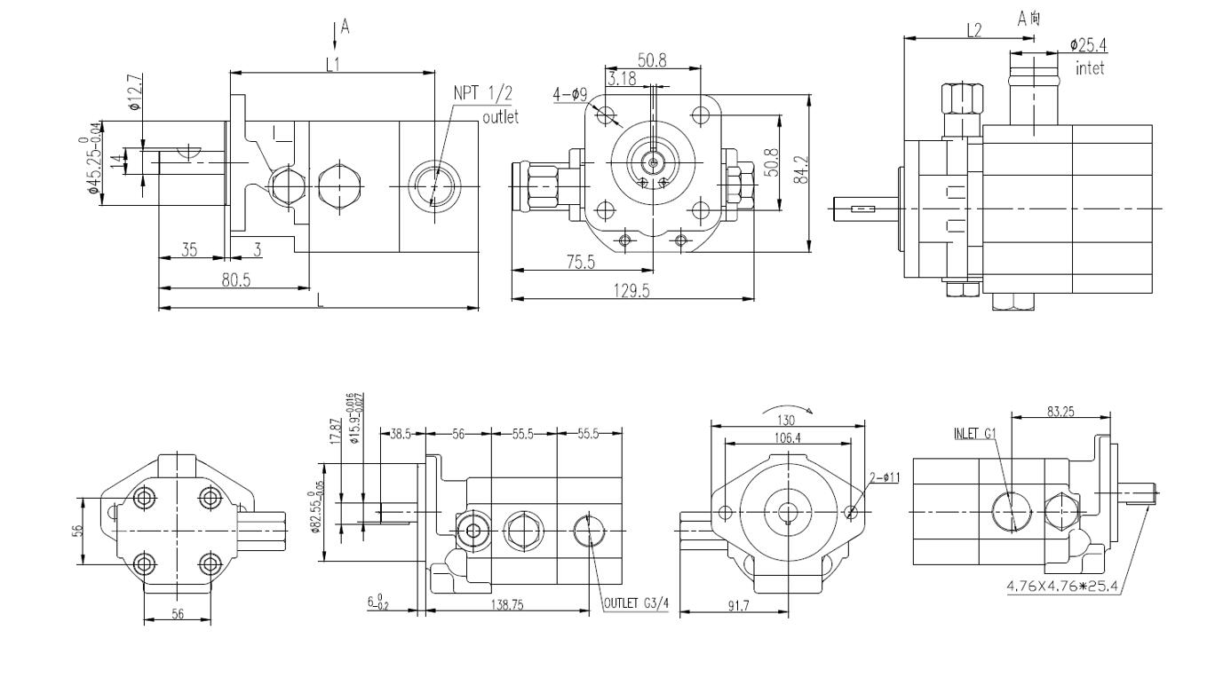 CBT-**HI/LO Gear Pumps Dimensions