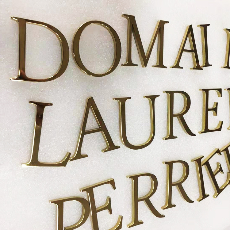 3D stainless steel metal small gold letters custom design sign wall-mounted gold wall letters