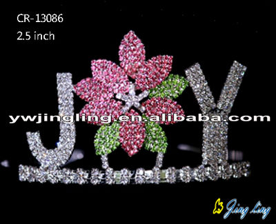 Beauty Pink Crystal Flower Princess Tiara