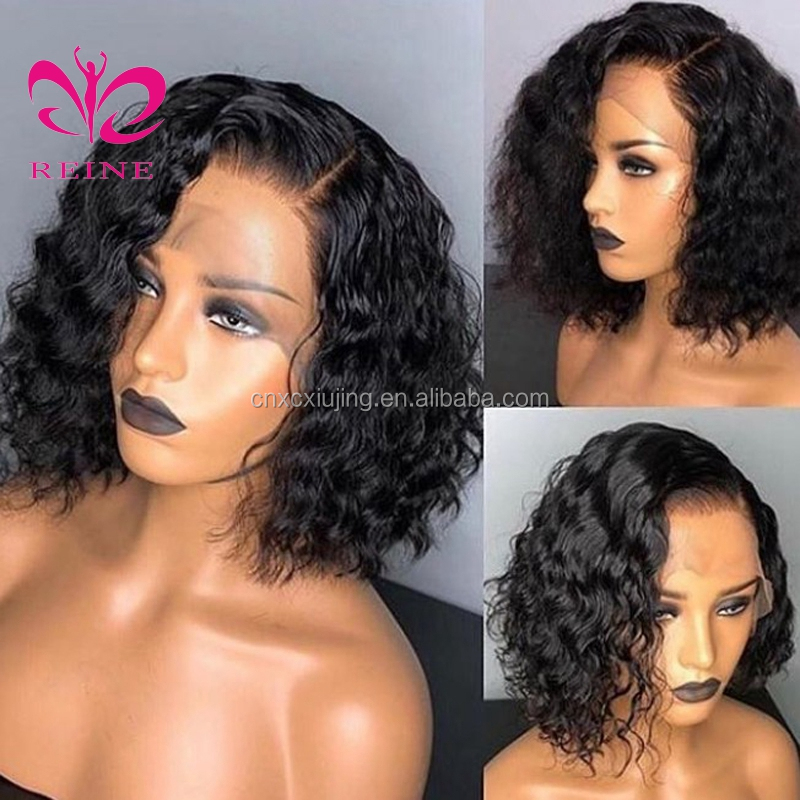 REINE  Curly Bob Lace Front Wigs For Women Kinky Curly Lace Front Wig 13*4 Lace Brazilian Curly Human Hair Wig