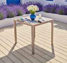 Transferred Print Aluminum Plastic Wood Square Outdoor Table