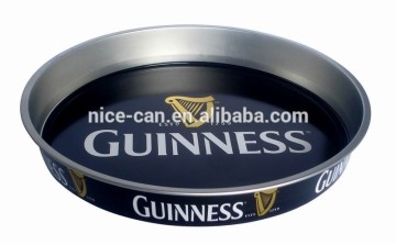 Round Metal Promotional anti-slip beer tin tray Factory Supply Round bar serving tin tray