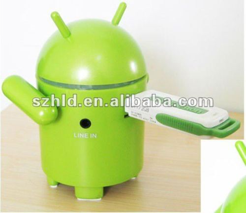 mini android robot speaker ,cute portable speaker ,usb amplifier speaker with FM Radio and TF Memory Card Slot