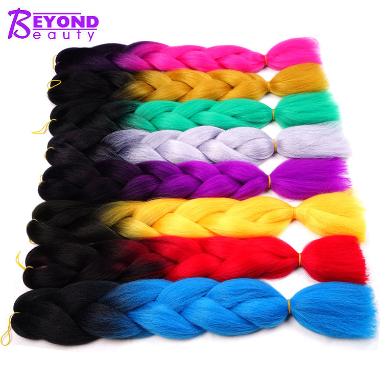 Factory Wholesale ombre color Jumbo Synthetic Braiding Hair Colors Two Tone Black African Crochet Braids Bulk For Box Braids