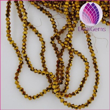 3mm AB gold plated glass bicone glass beads