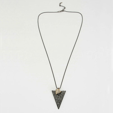 Generous simple black fabric pendant necklace with triangle