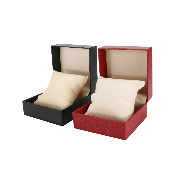 Wholesale custom cheap low price Man Women single Black Red Paperboard Paper watch box with pillow