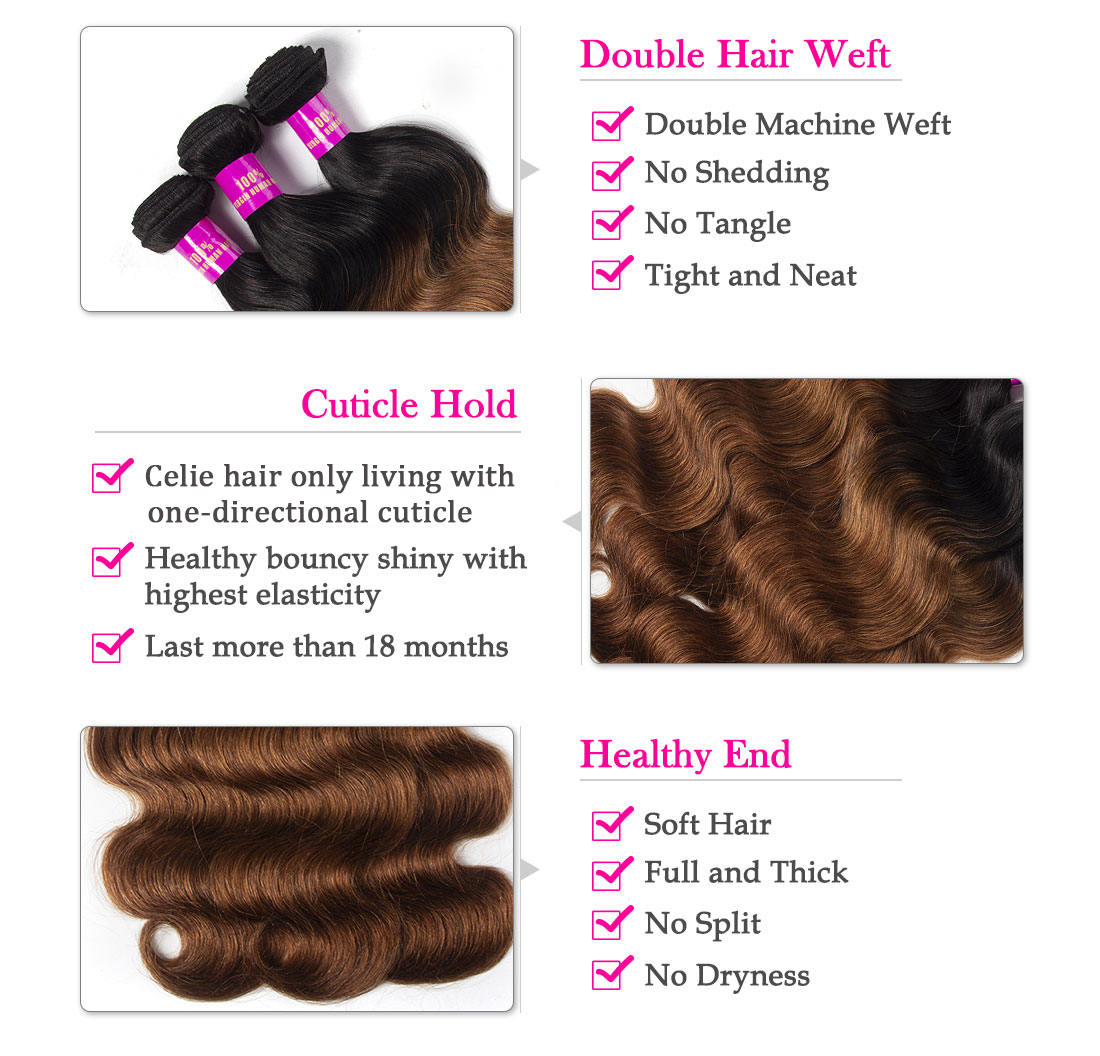 Body Wave 1B/30 Ombre Beauty Stage Hair Bundles Cuticle Aligned Raw Unprocessed Virgin Indian Hair