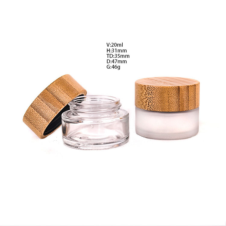 20g Refillable Cosmetic Container with Wood Screw Cap Makeup Jar