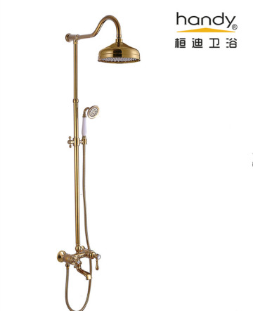 Bathroom Rainfall Tub Shower Faucet Gold Polished