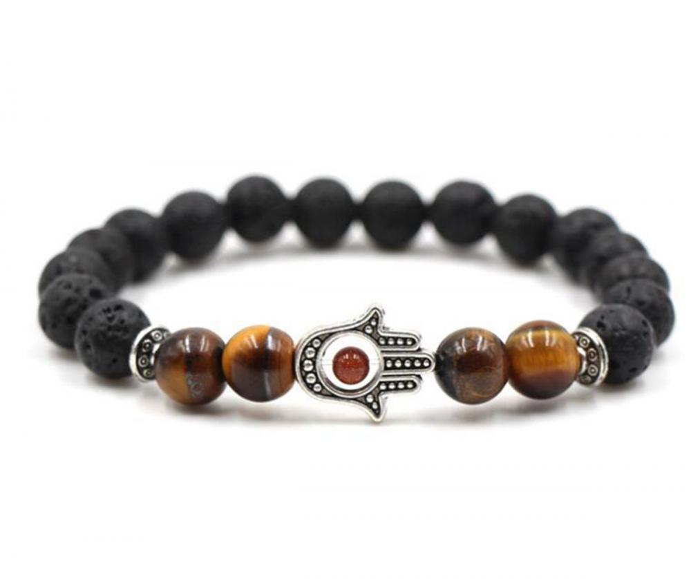 Gemstone Evil Eye Volcano Bracelet de lave