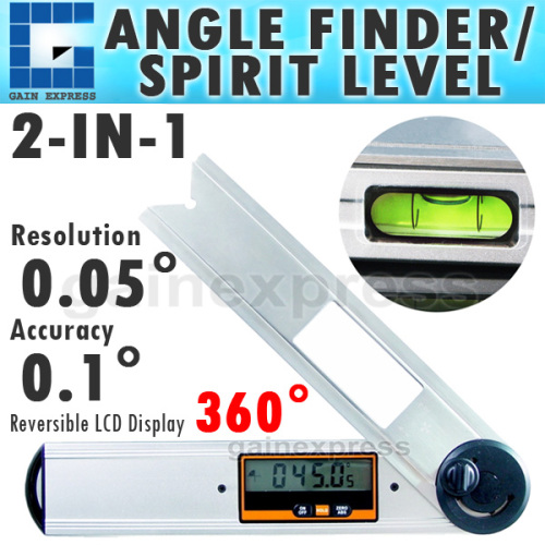 Digital Angle Finder / Protractor Tool with Spirit Level, 360°
