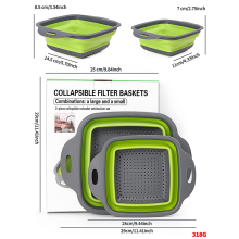 2Pcs Kitchen Collapsible Colander Set - Vegetable Fruit Colander Folding Storage Tool