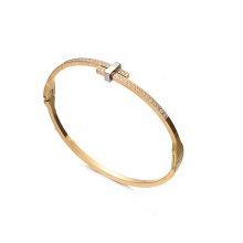 Yiwu Aceon Stainless Steel Luxury Gold Micro Stone Paved Silver Knot Bangle