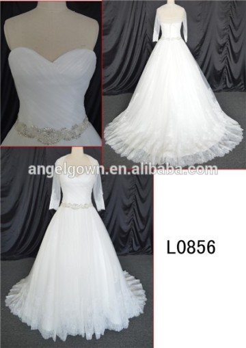 sweetheart neckline ruched ball gown wedding dress/ivory lace wedding dress