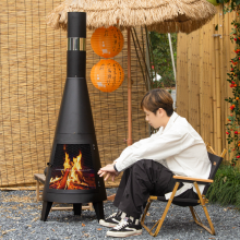 Black Mexican Chiminea Outdoor Fire Pit