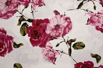 White Peony White Backgroud Printed Fabrics