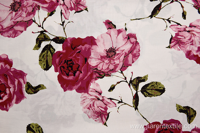 White Peony White Backgroud Printed Fabrics