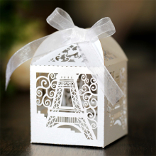 Cross-border Golden Eiffel Tower Laser Wedding Candies Box Chocolate Carton in Stock