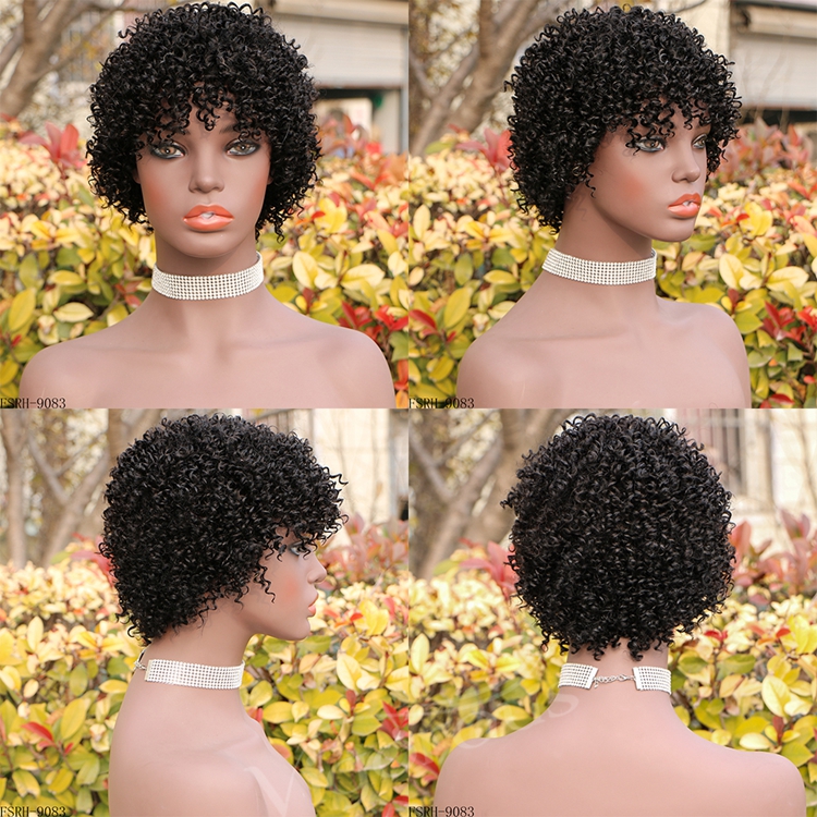 Short bob afro curly wholesale inch pixie cut wave black cheap glueless brazilian raw human hair wigs black women