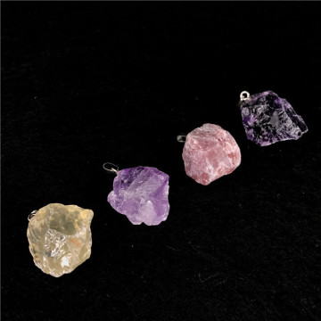 Irregular Natural Amethyst Pendant Clear Rose Quartz Reiki Healing Crystal Gemstone Necklace for women