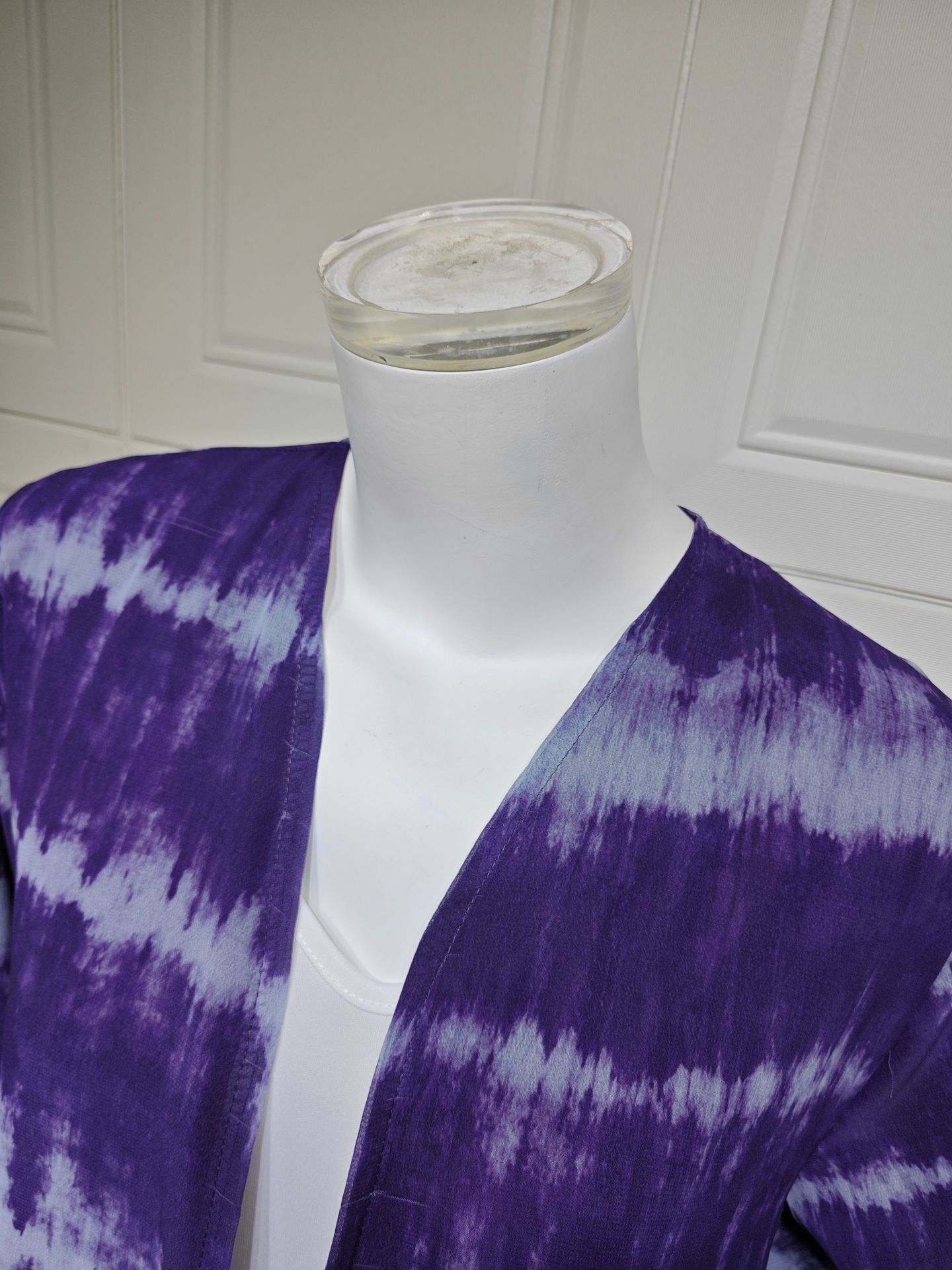 ست حجاب اپن ابای اپن تای دای بنفش MQ269 (5) Purple Tie-Dye Open Abaya Matching Hijab Set MQ269 (5)