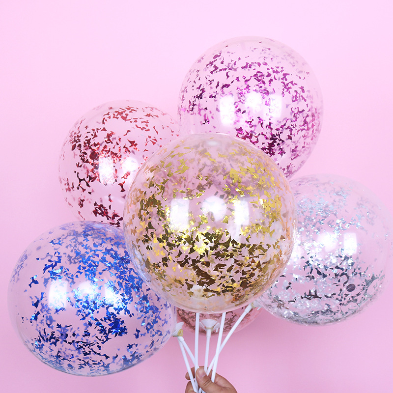 Colored Sequins Balloon Filler Transparent 12Inch Birthday Decorative Magic Balloon