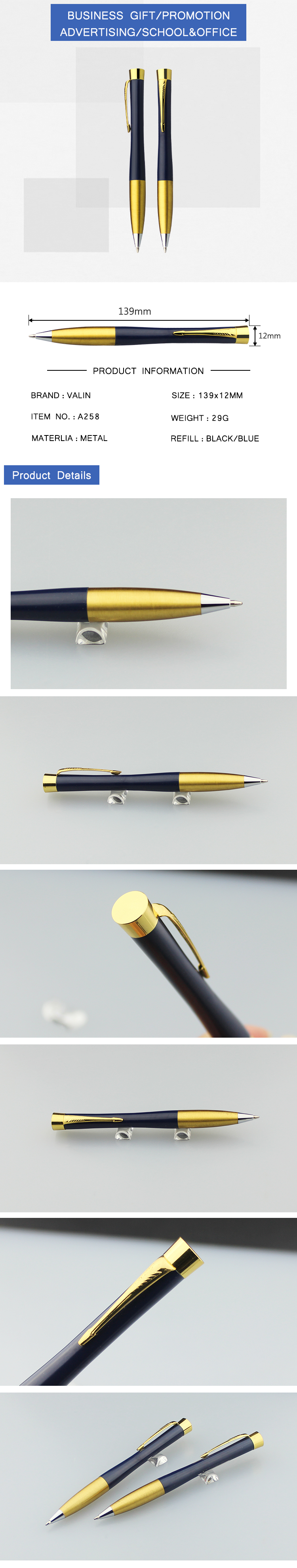 Promotion bulk metal pen logo customizable ballpoint