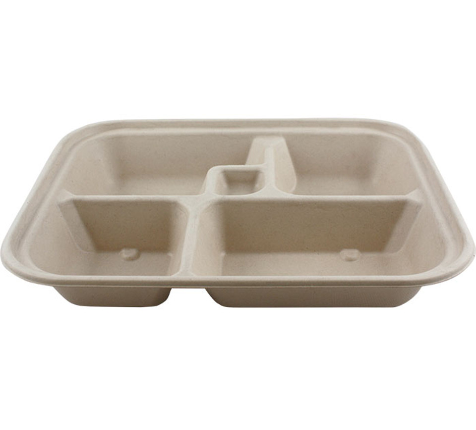 Compostable 5-Section Fiber Bento Food Boxes