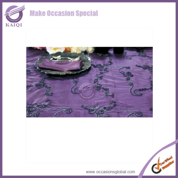 20804 tablecloth fabric wholesale for purple satin strip cheap round tablecloth