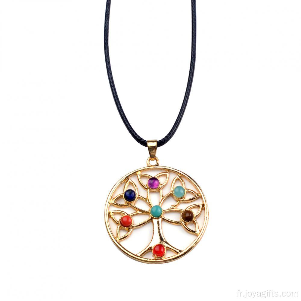 Pendentif de Chakra arbre Charm en acier inoxydable pour Noël