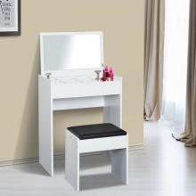 Dressing Table Set Padded Stool with Flip-up Mirror