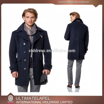 New fashion custom tailored cashmere navy blue mens overcoat