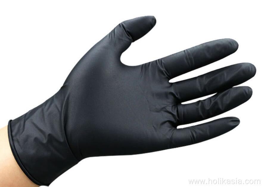 Black nitrile hand gloves , work gloves