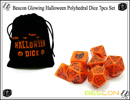 Bescon glühende Halloween Polyhedral Würfel 7pcs Set-7 Bescon Glowing Halloween Polyhedral Dice 7pcs Set-7