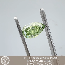 1.04CT VVS2 Fancy Green Lab Diamond Pear Shape