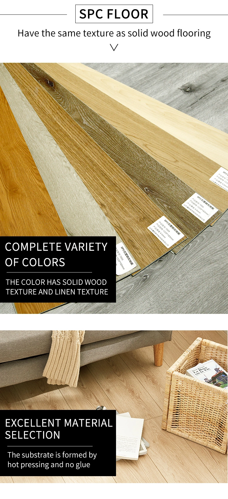 Eco-Friendly Durable Vinyl Spc Flooring for Spc Wooden Flooring