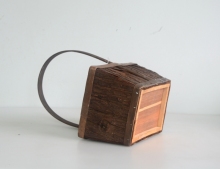 Rectangular wood bark storage hanging basket