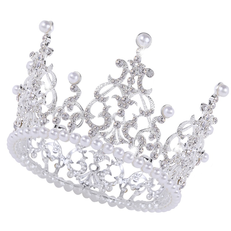 Fashion Full Round Pearl Pageant Crowns