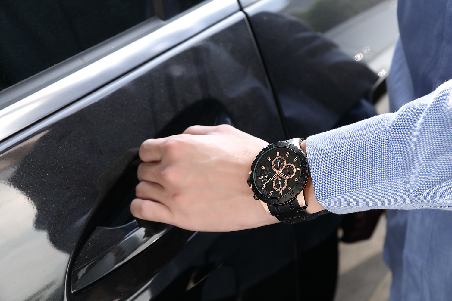 2020 Curren Mens Watch Gold Luxury Business Wristwatches Gold Chronograph Watch