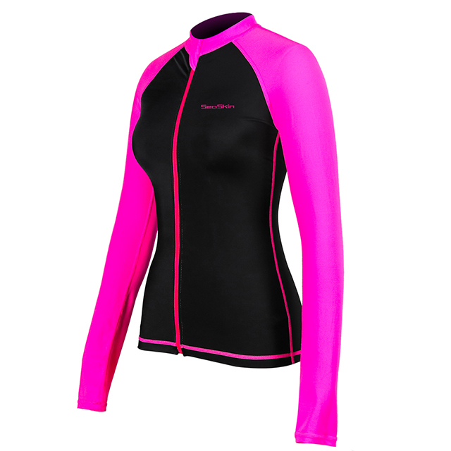 Seaskin Zip Women&#39;s Rash Guard Top Long Sleeve