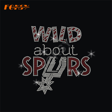 Wild about Spurs Written Iron on Rhinestone Transfer