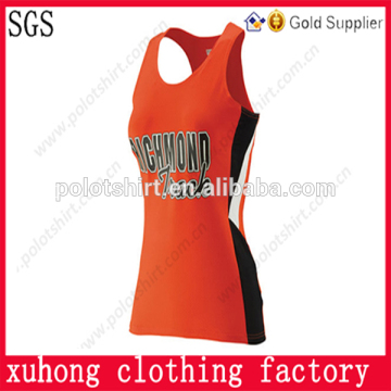 Ladies orange o-neck sleeveless printing vest