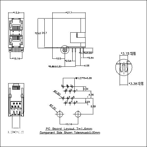 ATRJ5921-6P6C-X-A-G RJ11 JACK Side Entry Full Plastic 2X1P