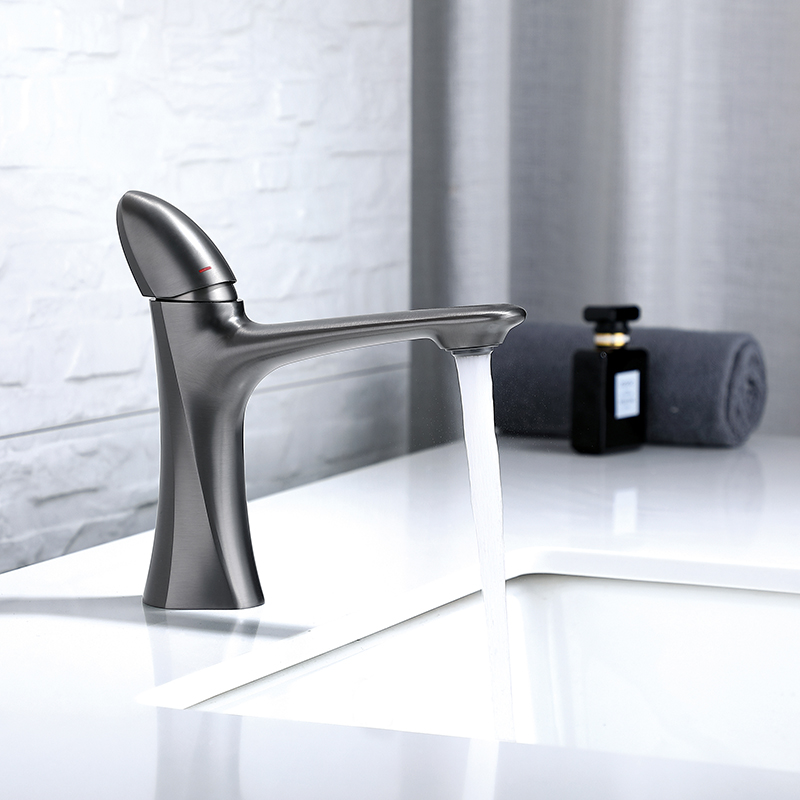 Brush Nickel Grey Bathroom Sink Faucet