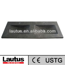 Natural stone bathroom sinks with two faucets