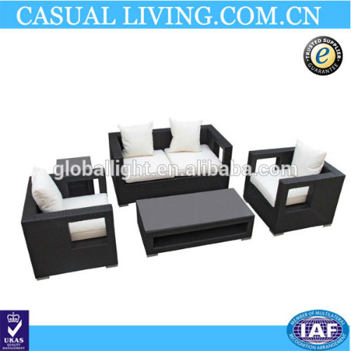 Factory Production Indoor Cushioned Black PE Rattan Furnitures