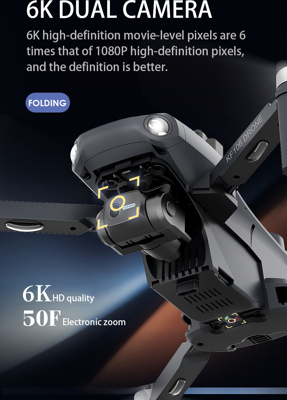2022 New Drone KF106 MAX 6K HD Dual Camera With GPS Optical Flow Localization Remote Control Aerial Photography Folding Drones