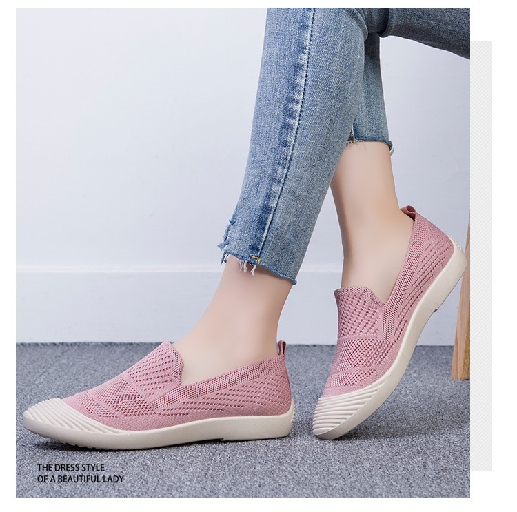 36-40 yards Wholesale slip-on casual Shoes Flying woven breathable cloth shoes mesh light soft sneakers Walking shoes for women